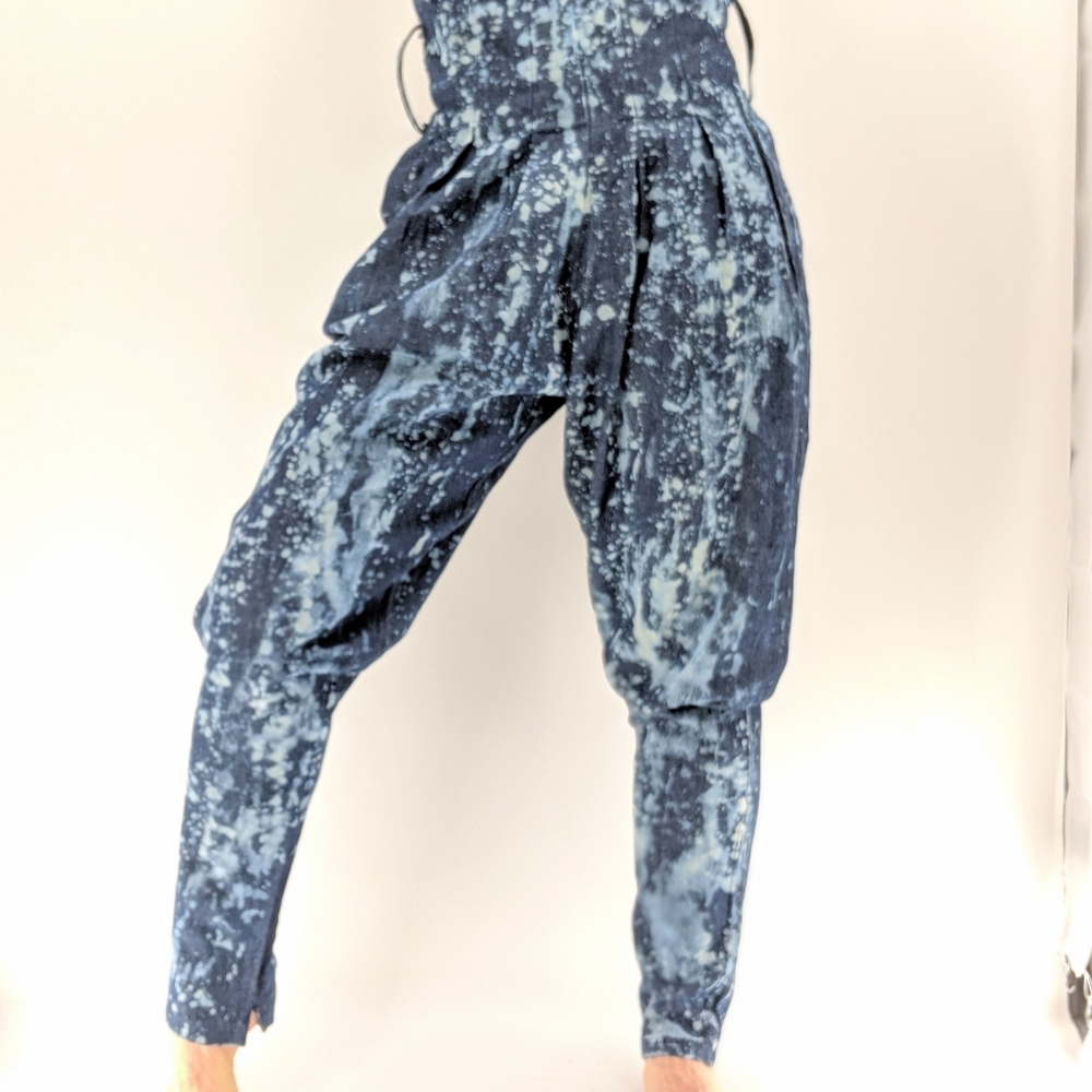 Rojas Pants High Waist Paper Bag Splatter Bleach‎ Chambray Denim